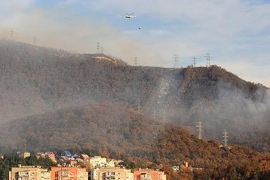 Тушение пожара на Лысой горе. Лазаревское, ноябрь, 2015