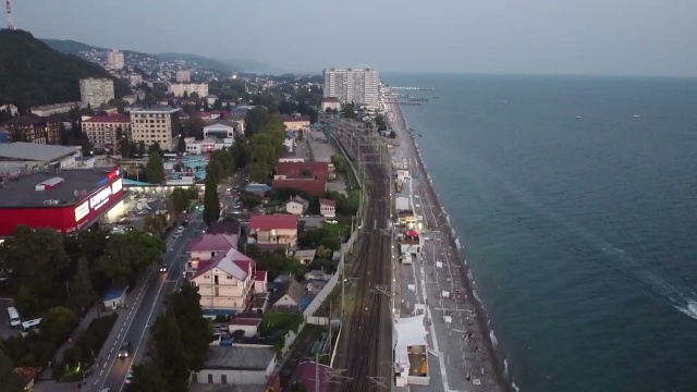 Полёт над морем и посадка.Лазаревское с дрона, колесо обозрения, станция и др.